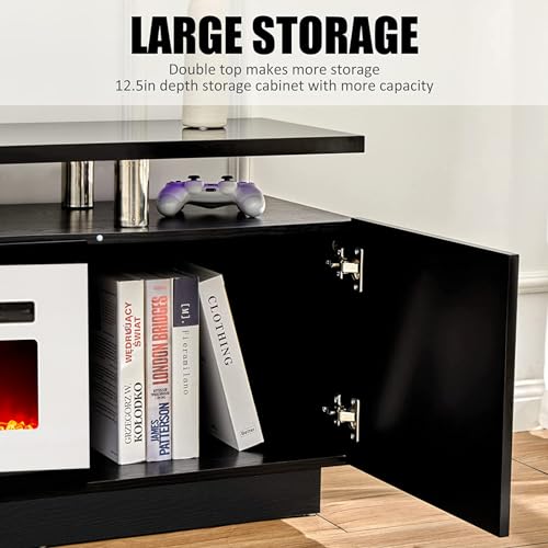 Black & White 80" Fireplace TV Stand C7277