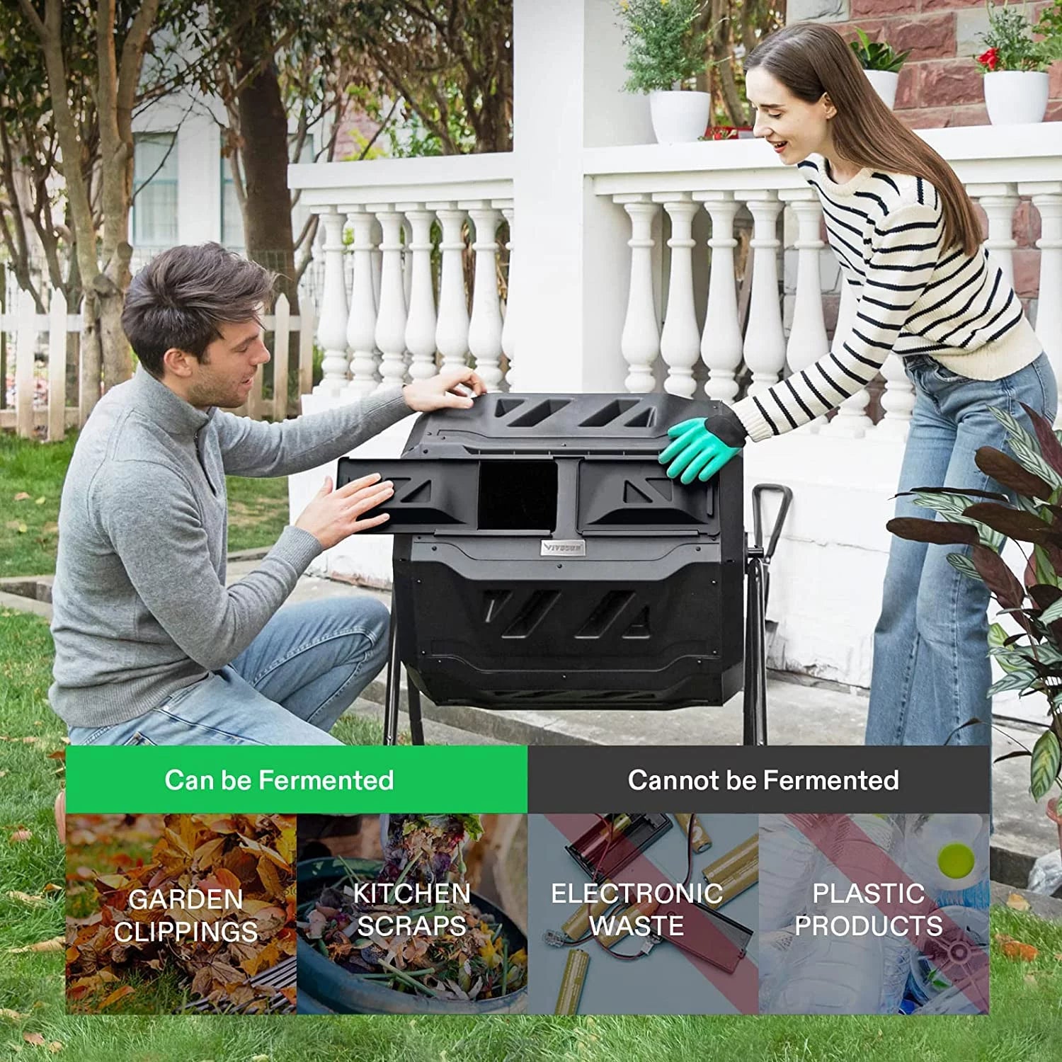 Black 43 Gallon Dual Rotating Compost Bin B792335