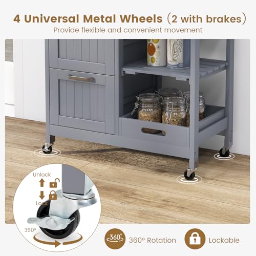 Rolling Wood Storage Cart with Drawers & Removable Tray H745852