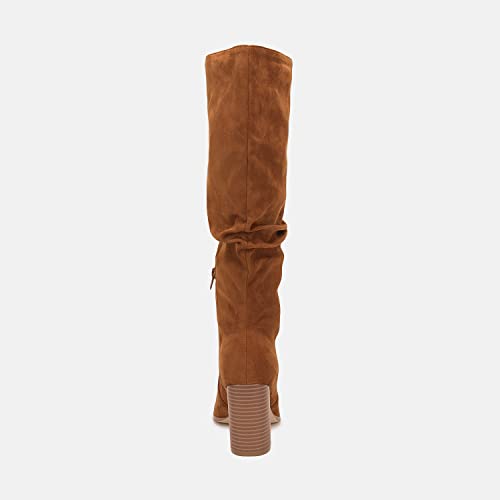 Womens Knee High Boots Chunky High Heel Square Toe Side Zipper Wide Calf Boot U1515