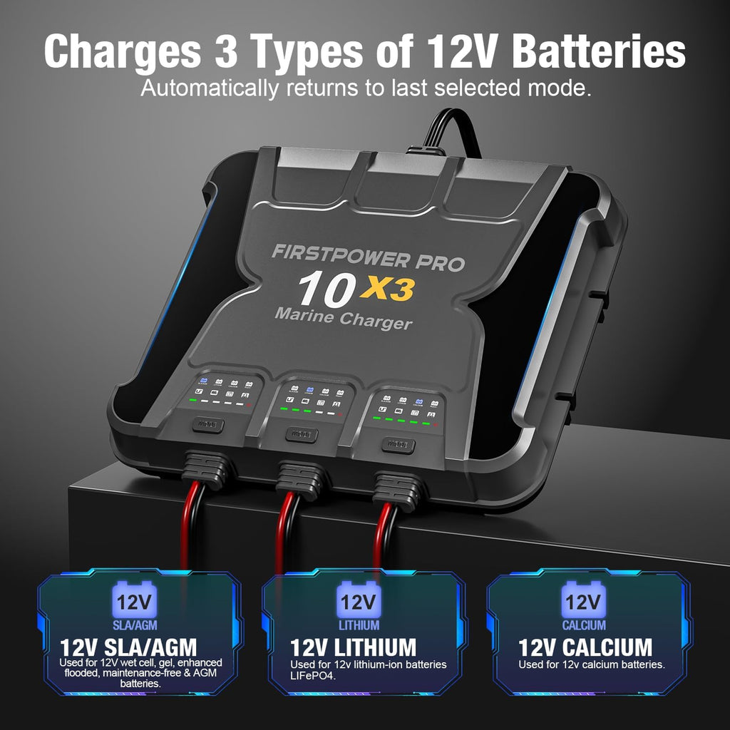30A 12V Waterproof Onboard Battery Charger for SLA/AGM, Lithium, Calcium & Deep-Cycle Battery U33984
