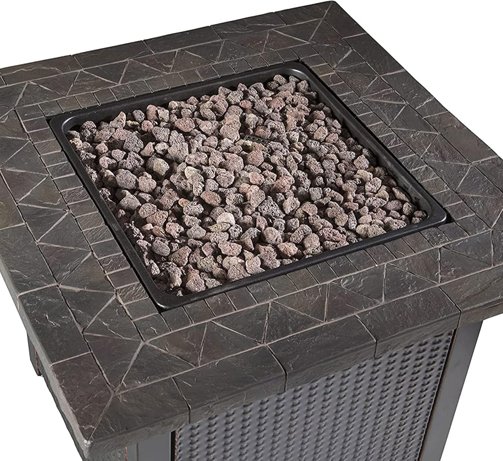 Black 30 Inch Square 30,000 BTU LP Gas Outdoor Fire Pit Table E7552