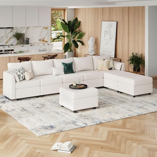 Light Grey 8 Seat U Shaped Sectional Sofa with Storage E937654