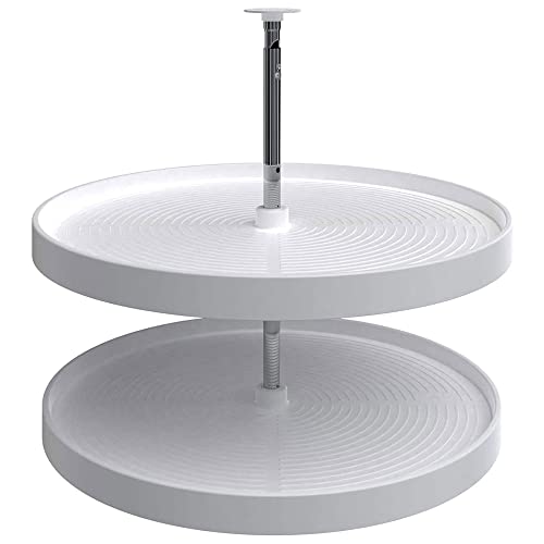 White Plastic 24" Dual Tier Lazy Susan Organizer Q90001