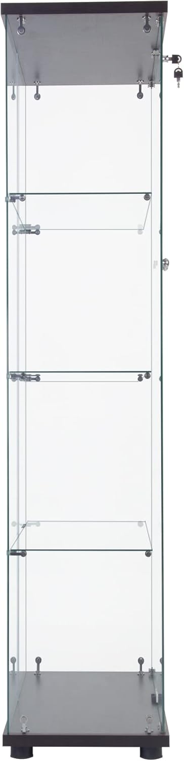 Black Two Door Glass Display Cabinet with 4 Shelves T135