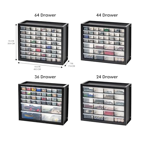 64 Drawer Plastic Parts Cabinet - Black N802500