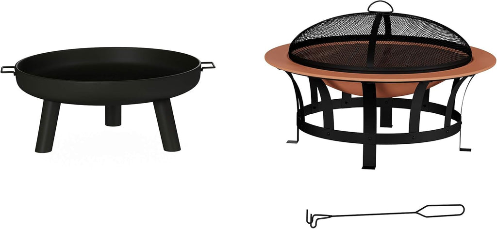 27.5-Inch Black Outdoor Wood Burning Fire Pit with Cover J892324