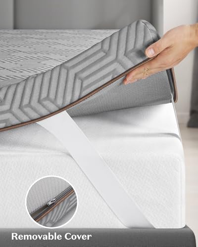 4 Inch Queen Gel Memory Foam Mattress Topper with Removable Cover J49602