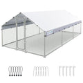 Large Metal Chicken Coop Run with Roosting Perch and Waterproof Roof Cover, 12x9x6.6FT Y487925