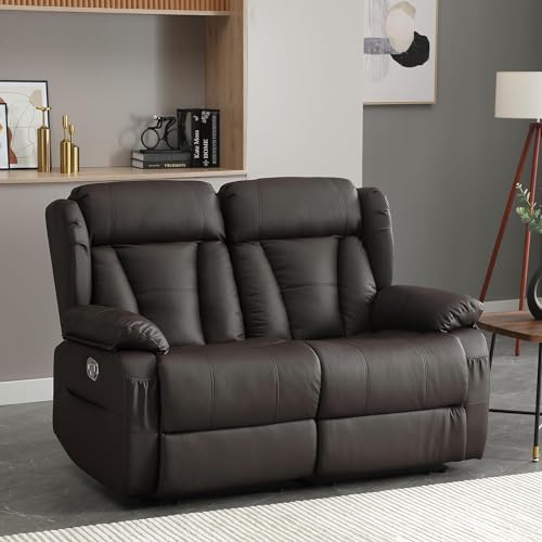Black Faux Leather Recliner Sofa Set with USB Ports and Cup Holders Y414