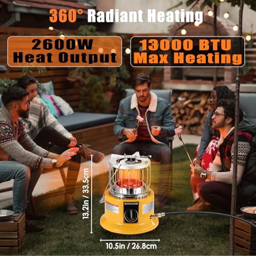 2 in 1 Propane Heater & Stove, 13000 BTU Portable Propane Heater with Handle J6513
