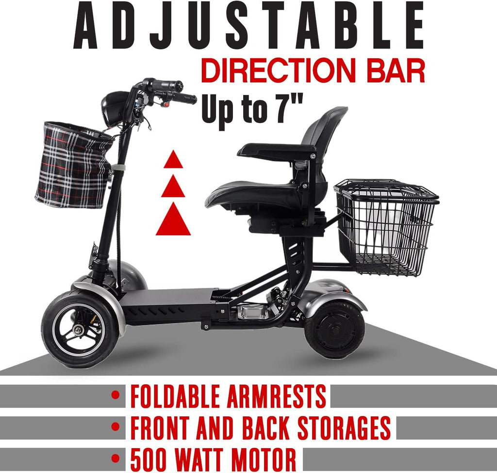 Foldable 4 Wheel Mobility Scooter with Long Range Battery 15.6AH P37086