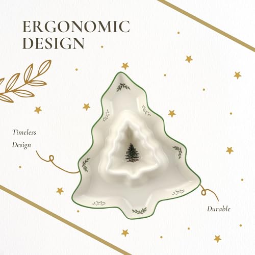Christmas Tree 14-Inch Tree-Shaped Serving Plate Fine Porcelain Holiday Tableware D416506