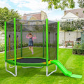 7FT Kids Trampoline with Safety Enclosure Net, Slide and Ladder K79526