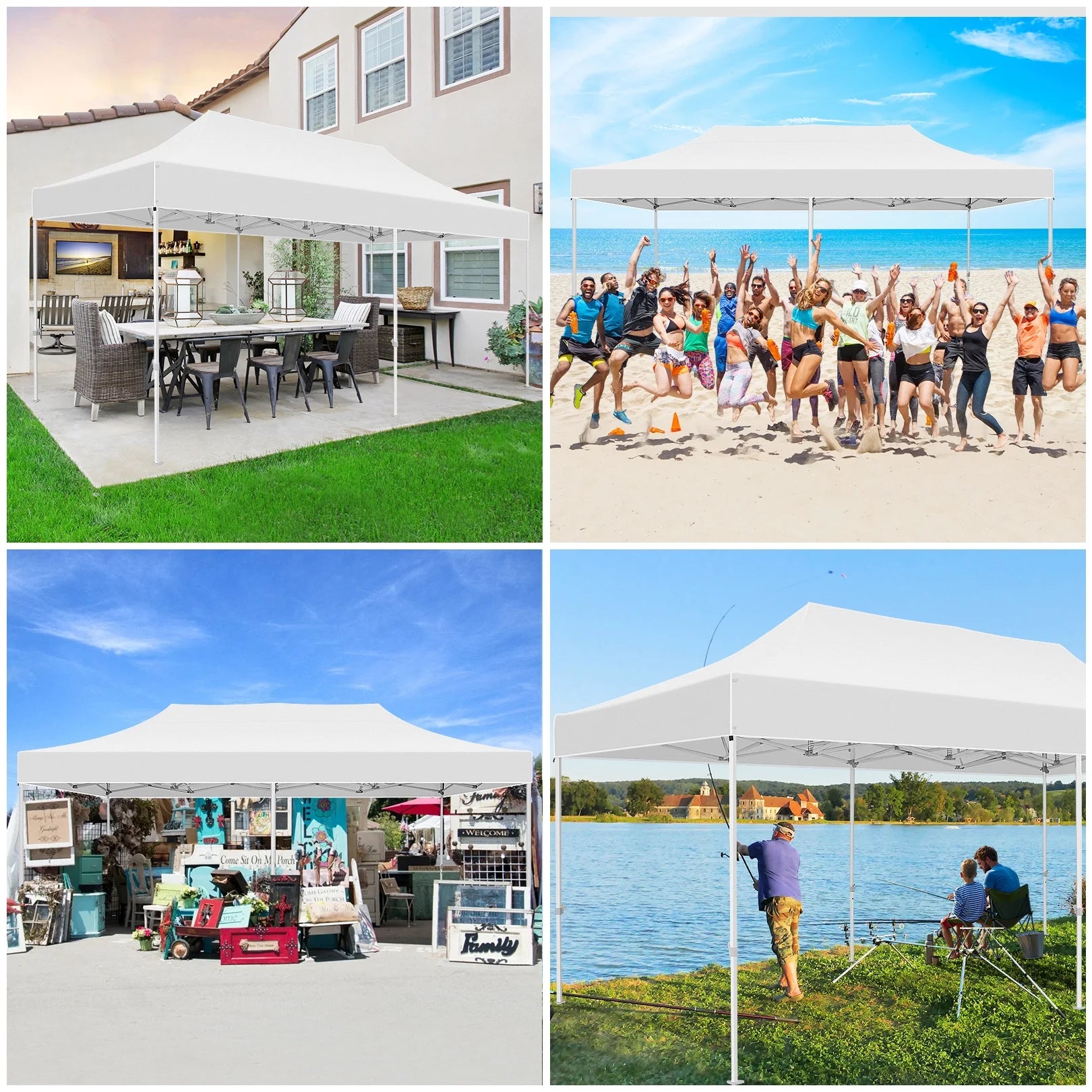 White 10'x20' Waterproof Pop Up Canopy Tent B1734