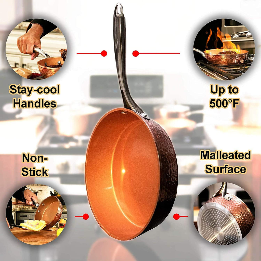 9.5" Hammered Nonstick Fry Pan with Lid J560516