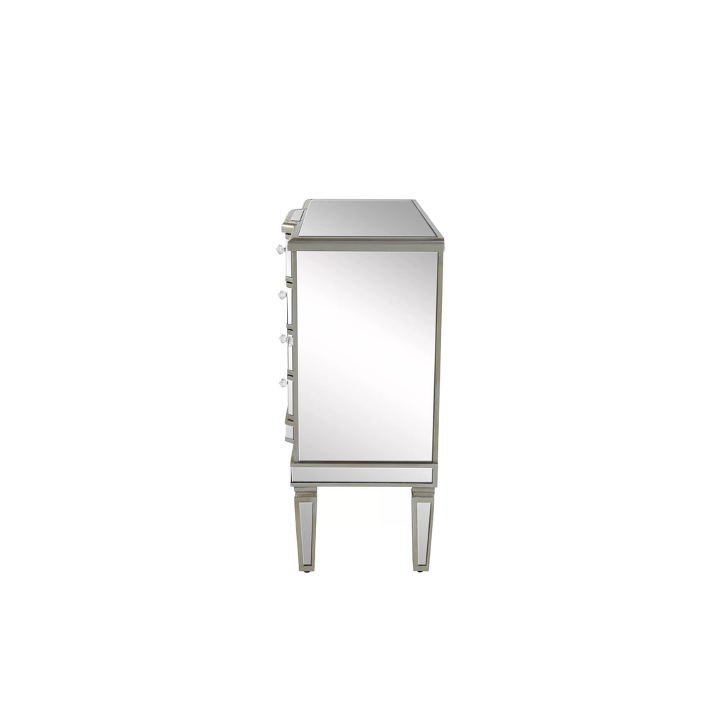 Silver Wood Mirrored Panel 4 Drawers 2 Shelves 2 Doors Buffet T48421