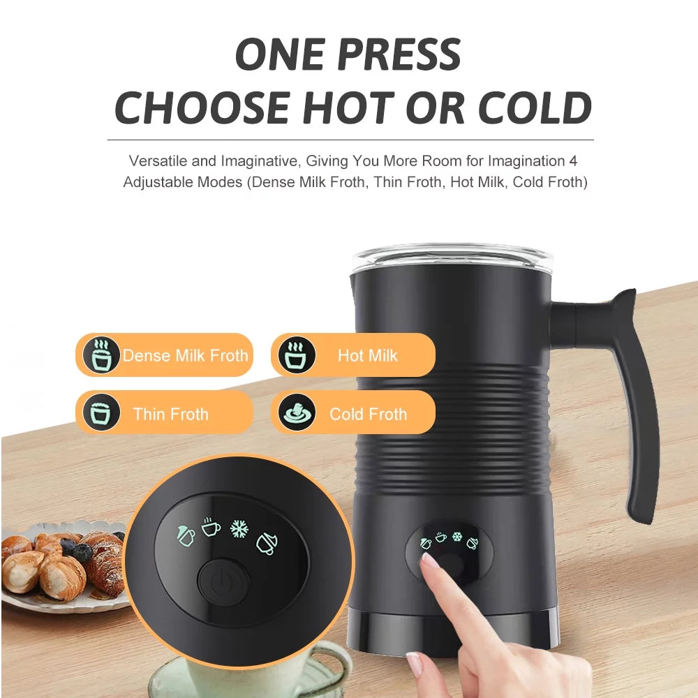 Milk Frother 4 in 1 400W Detachable Non-Stick Interior 11.84oz Electric Automatic Milk Frother A616