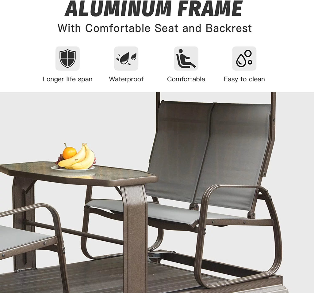 4-Seat Outdoor Metal Glider Bench with Canopy F80453
