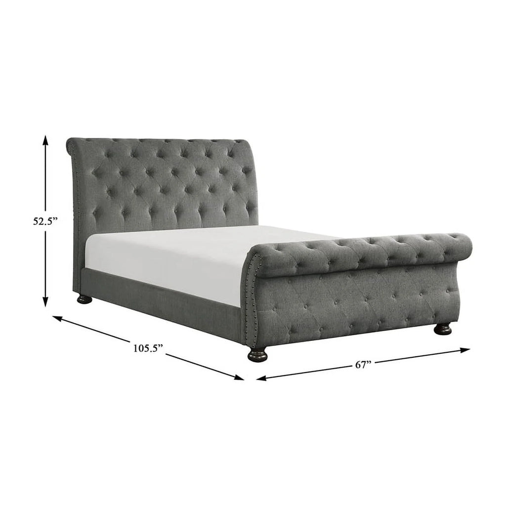 Dark Gray Queen Wood Sleigh Bed F650