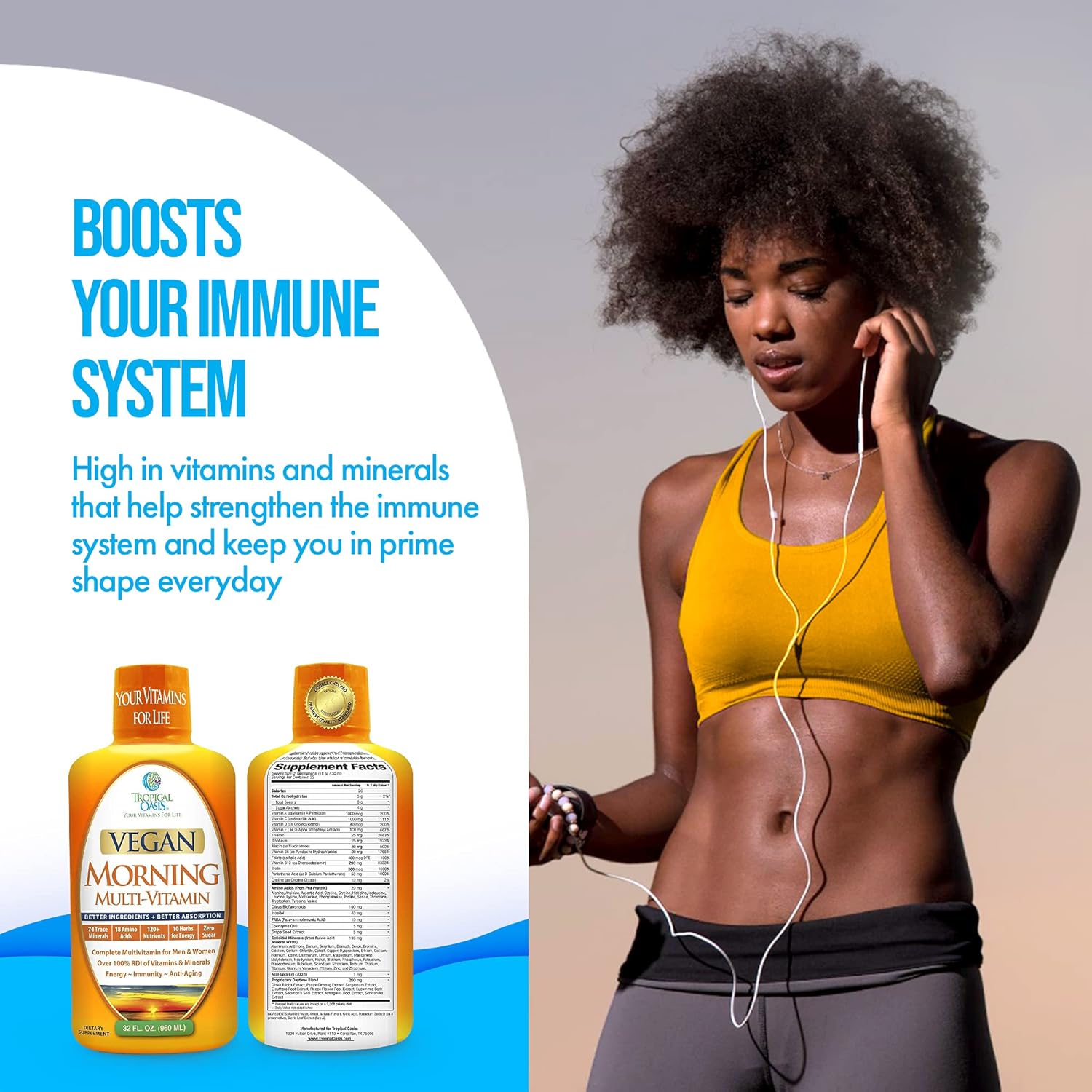 Vegan Liquid Multivitamins with 74 Trace Minerals, 18 Amino Acids, and 10 Herbs, 32 fl oz Y154164