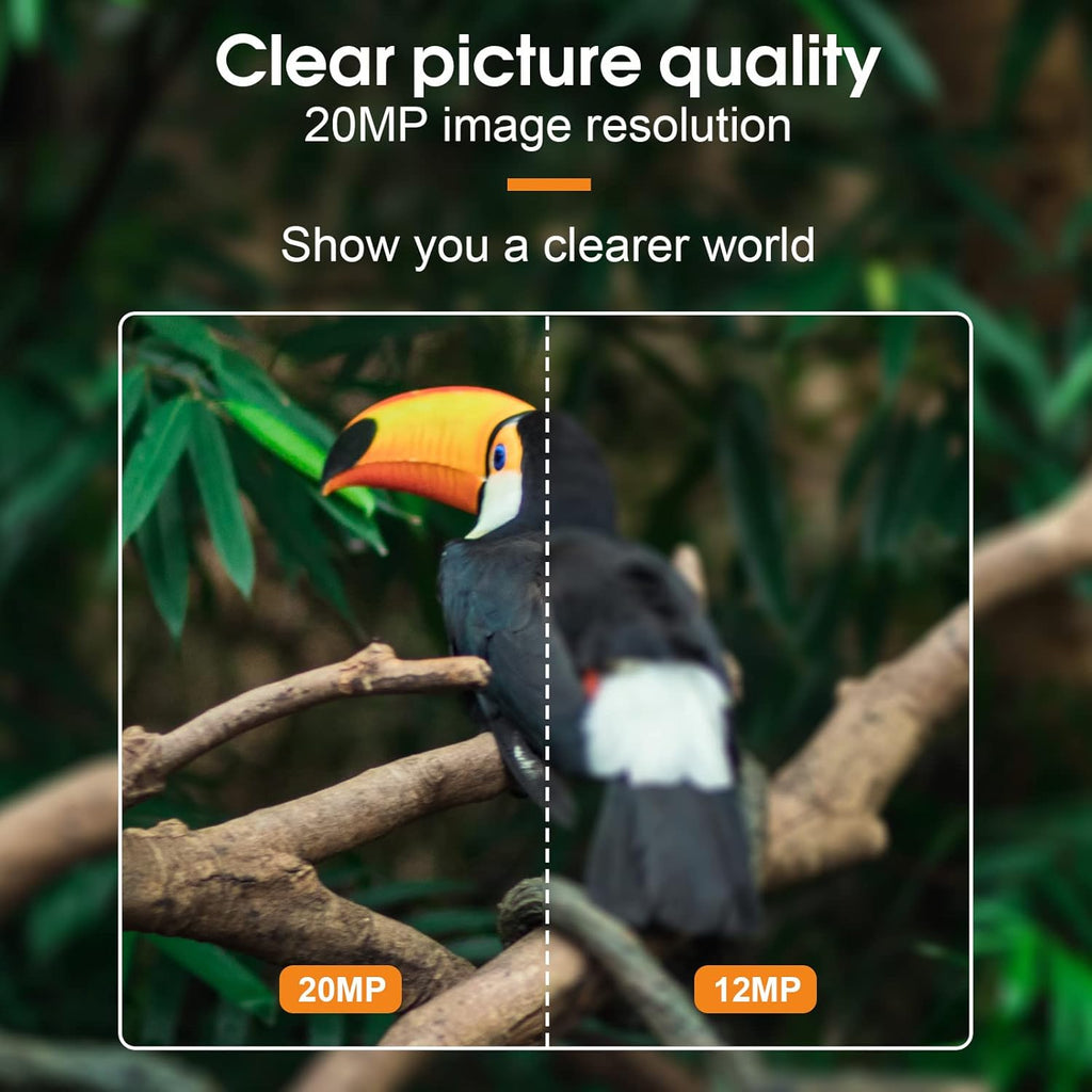 2 Pack 1080P 20MP 120° Wide-Angle No Glow IR Night Vision Motion Activated 0.2S Trigger Speed 2.4" LCD IP66 Waterproof Trail Camera F8539