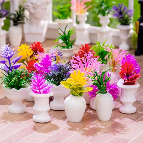10PCS Mini Flowers Miniatures for Fairy Garden Figurines Accessories Tiny Potted Plants L644027