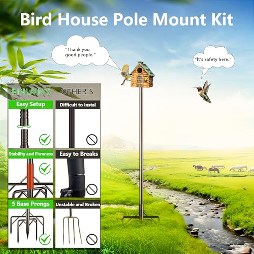 79 Inch Heavy Duty Bird Feeder Pole Kit with 5 Base Prongs W529