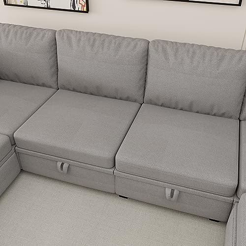 Navy U Shaped Sectional Sofa with Storage N169