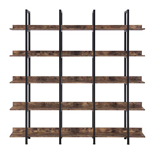 Black 5-Shelf Open Bookcase with Metal Frame W53178
