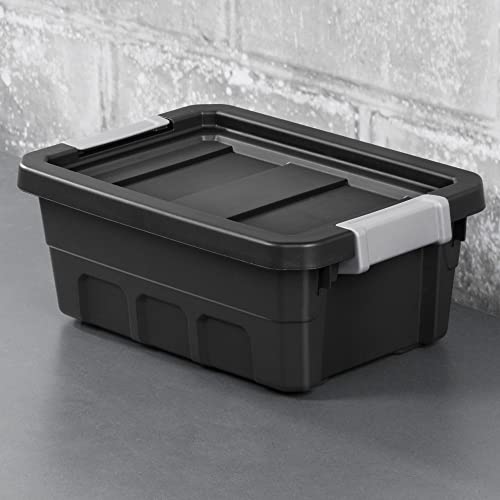 Black 6-Pack Plastic Stacker Tote Storage Bin D7636