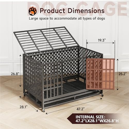 Heavy Duty Steel Dog Crate with Wheels and Removable Tray C327