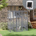 70 Inches Large Wooden Catio Outdoor Cat Enclosure with Waterproof Roof B777749