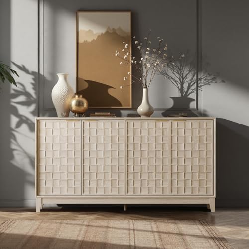 Walnut Finish Solid Wood Sideboard Cabinet with Storage J335870