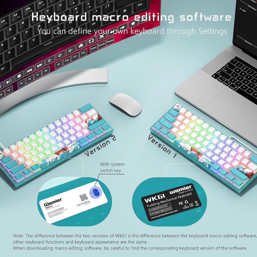 60% Wired Mechanical Gaming Keyboard with RGB and PBT Keycaps K758