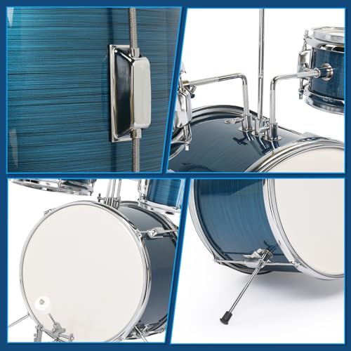 5-Piece Junior Drums Set with Throne Stool, Pedal & Drumsticks (Black) D817