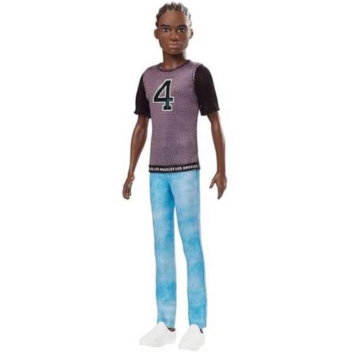 Doll with Sculpted Brunette Hair Wearing T-Shirt, Denim Pants & Shoes S8655