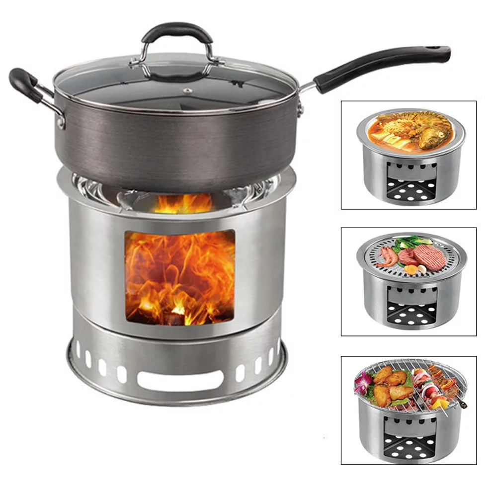4 In 1 Camping Stove Portable Multi-functional Wood Stove I654