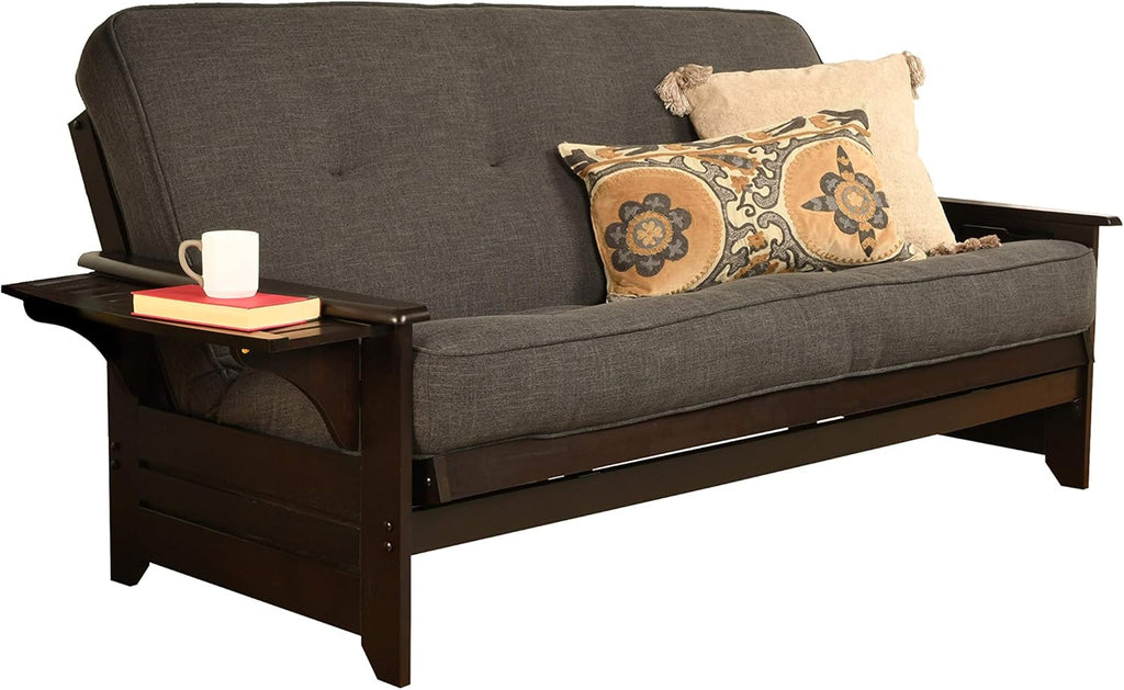 Full Size Futon in Espresso Finish, Linen Charcoal R946135