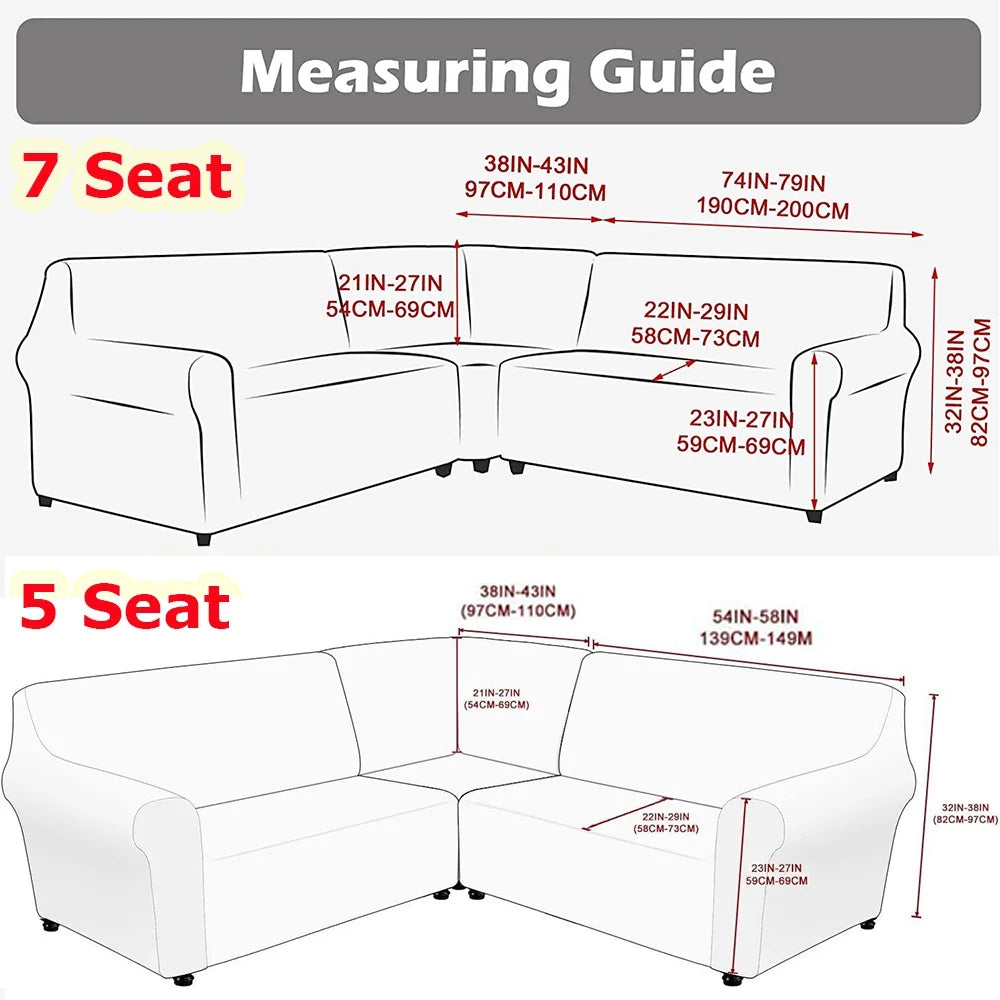 3-Piece L Shape Velvet Sectional Couch Cover, Grey B952