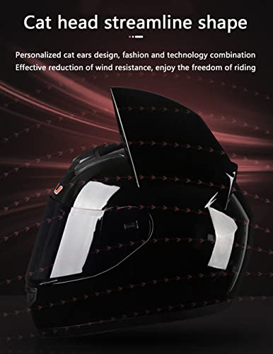 DOT Certified Full Face Motorcycle Helmet with Cat Ears Flip up Visors I9419