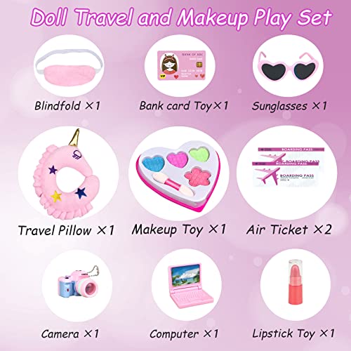 17Pcs 18 Inch Doll Clothes and Accessories Travel Play Set with Travel Pillow Camera J926827