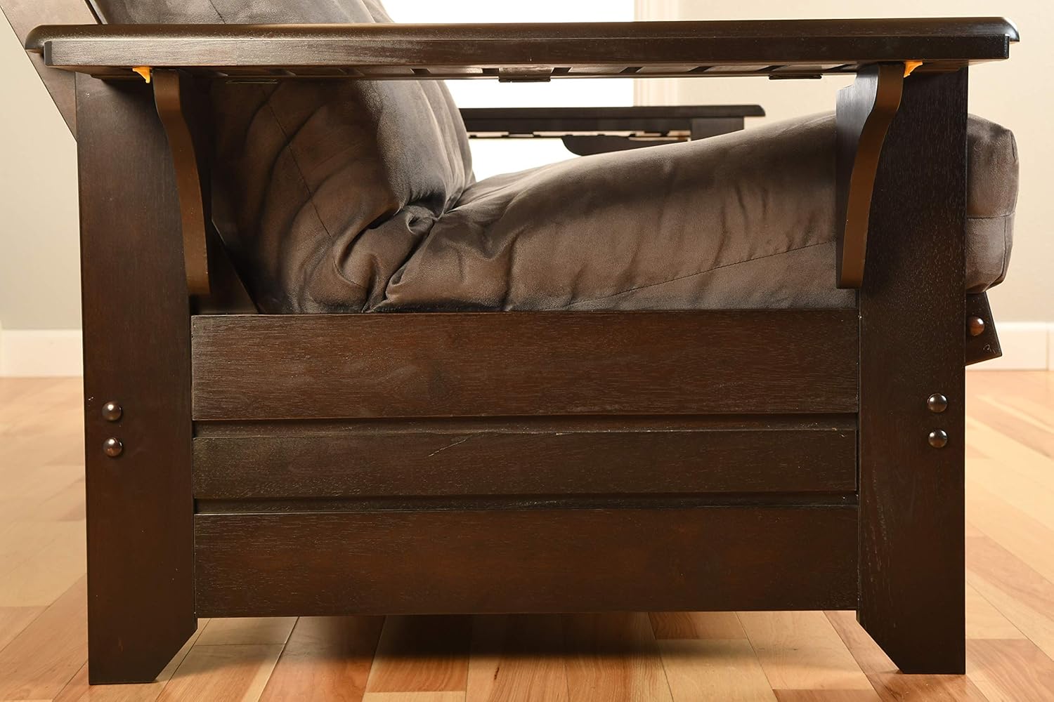 Full Size Futon in Espresso Finish, Linen Charcoal R946135