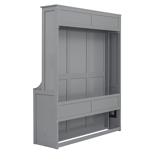Queen Size Murphy Bed with Rotatable Desk and Storage Shelves R675223