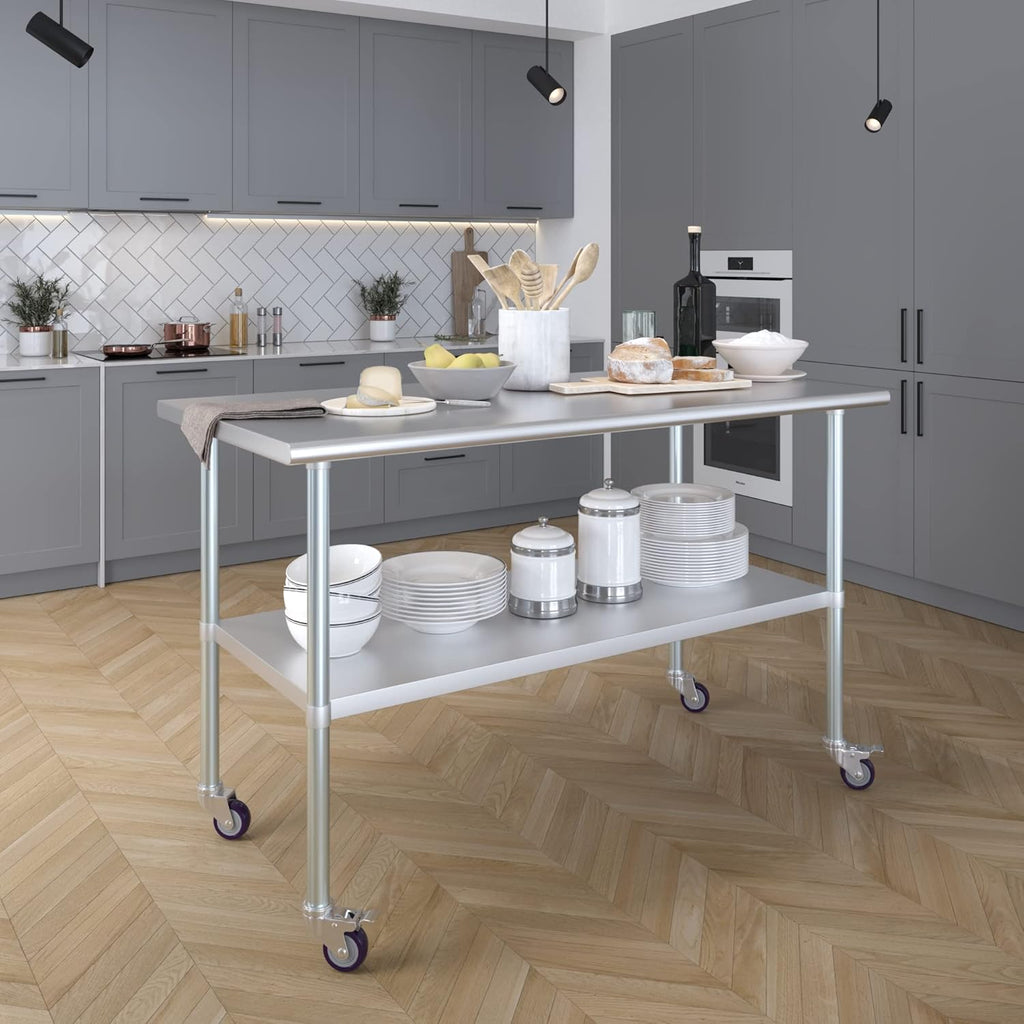 Stainless Steel Work Table with Under-Shelf & 4 Wheels Q14827