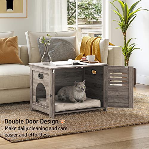 Espresso Wooden Litter Box Enclosure with Double Rooms, 47.2" L862