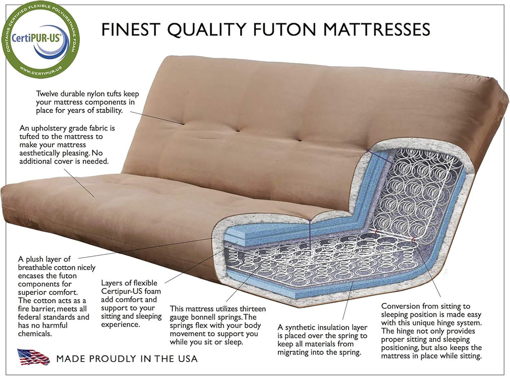 Full Size Futon in Espresso Finish, Linen Charcoal R946135