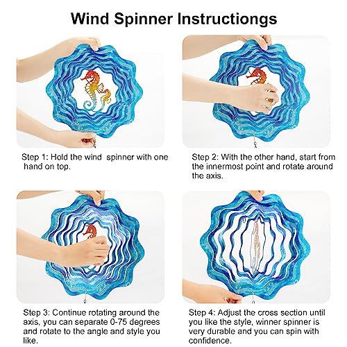 12 Inches 3D Kinetic Hummingbird Wind Spinner Stainless Steel X7492