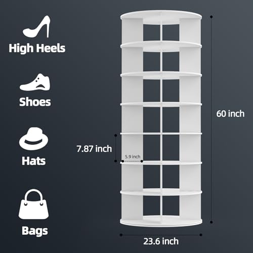 7-Tier Wood Rotating Shoe Rack Holds 32 Pairs N693582