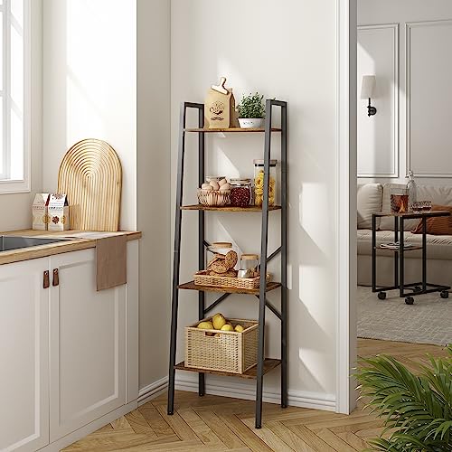 5-Tier Narrow Ladder Bookshelf, Metal Frame, Greige D620